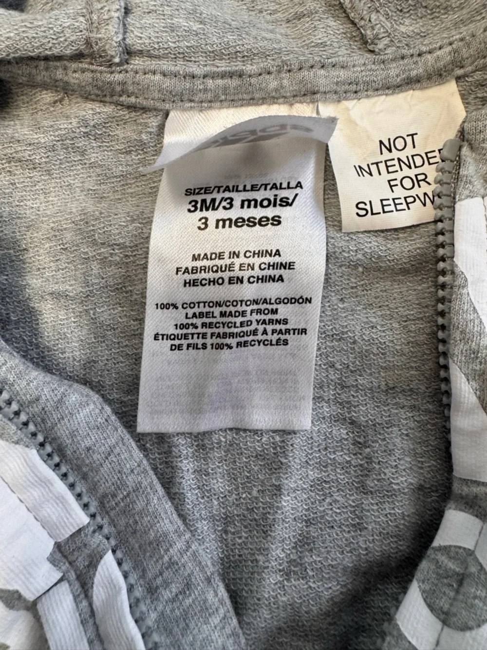 Infant adidas Grey Hooded Baby One-Piece - Picture 3 of 4
